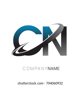 initial letter CN logotype company name colored blue and grey swoosh design. logo design for business and company identity