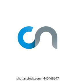 initial letter cn modern linked circle round lowercase logo blue gray