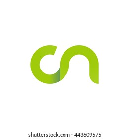 initial letter cn modern linked circle round lowercase logo green