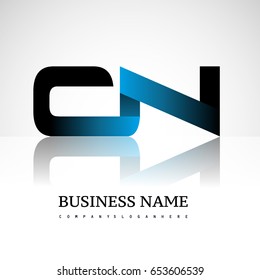 Initial letter CN uppercase modern and simple logo linked blue and black colored, isolated in white background. Vector design for company identity.