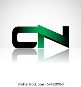 Initial letter CN uppercase modern and simple logo linked green and black colored, isolated in white background. Vector design for company identity.