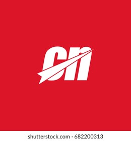 initial letter cn white logo in red background