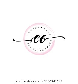 Initial letter CO beautiful handwriting logo vector template