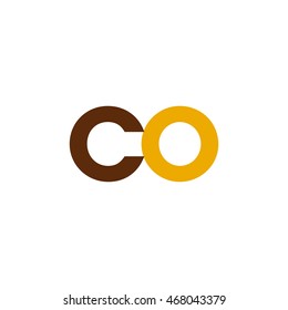 Initial letter CO brown yellow color logo