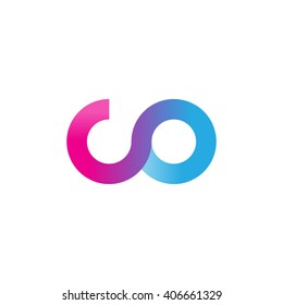 initial letter co linked circle lowercase logo pink blue purple