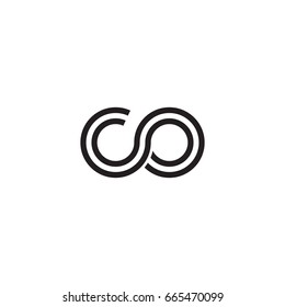 Initial letter co, linked outline rounded lowercase, monogram black