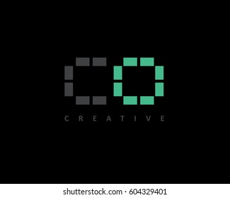 Initial Letter CO logo black background