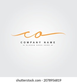 Initial Letter CO logo - Hand Drawn Signature Logo