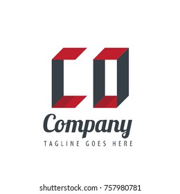 Initial Letter CO Logo With Ribbon Style