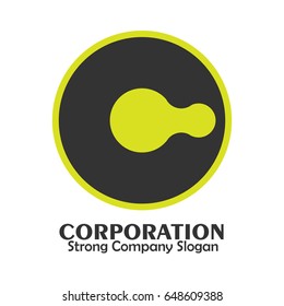 Initial Letter CO Logo Template Linked. Vector Icon rounded concept in green and black