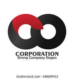Initial Letter CO Logo Template Linked. Vector Icon rounded infinity concept