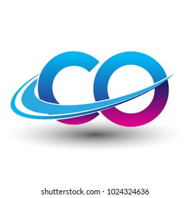 initial letter CO logotype company name colored blue and magenta swoosh design. vector logo for business and company identity.