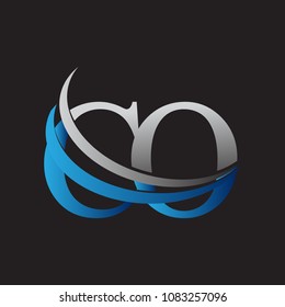 initial letter CO logotype company name colored blue and grey swoosh design. vector logo for business and company identity.