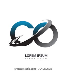initial letter CO logotype company name colored blue and grey swoosh design. logo design for business and company identity.
