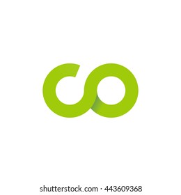 initial letter co modern linked circle round lowercase logo green
