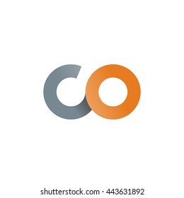 initial letter co modern linked circle round lowercase logo orange gray
