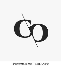 Initial Letter CO Monogram Sliced. Modern logo template isolated on gray background