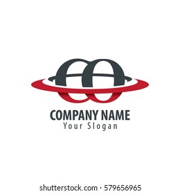 Initial Letter CO OO With Overlapping Swoosh Circle