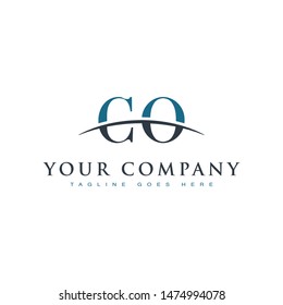Initial letter CO, overlapping movement swoosh horizon logo company design inspiration in blue and gray color vector