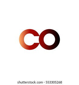 Initial letter CO red brown gradation color logo