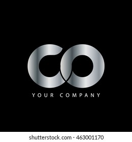 Initial Letter CO Rounded Linked Circle Lowercase Logo Silver