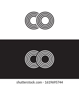 Initial letter co uppercase modern logo design template elements. Black and white letter Isolated on white and black background. Suitable for business, consulting group company.