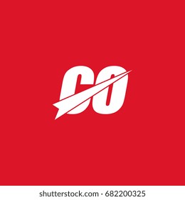 initial letter co white logo in red background