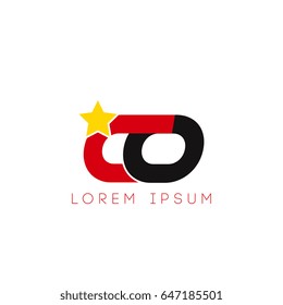 Initial letter co yellow star logo red black