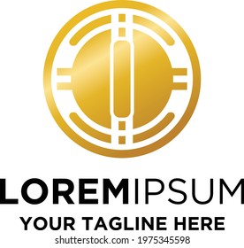 Initial I Letter Coin Cryptocurrency Logo