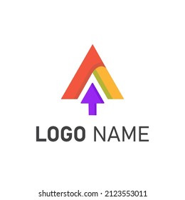 Initial Letter A colorfull vector logo arrow template. Monogram A. A logo.