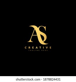 Letra inicial AS combinación con el logotipo de barra diagonal.  Tipografía para el logotipo de empresa y empresa.
