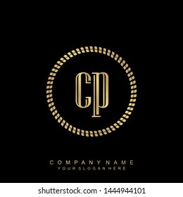 Initial letter CP beautiful handwriting logo vector template