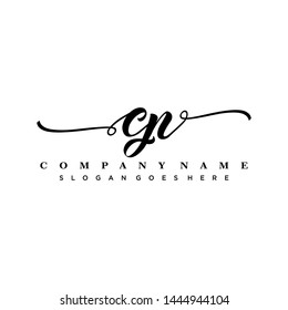 Initial letter CP beautiful handwriting logo vector template