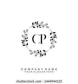 Initial letter CP beautiful handwriting logo vector template