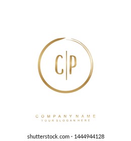 Initial letter CP beautiful handwriting logo vector template