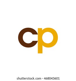 Initial letter CP brown yellow color logo