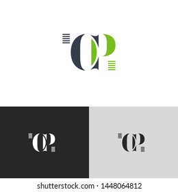 Initial Letter cp c p  uppercase modern logo design template elements. green letter Isolated on black white grey background. Suitable for business, consulting group company.