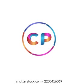 Initial letter CP curve rounded logo, gradient vibrant colorful glossy colors