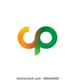 initial letter cp linked circle lowercase logo orange green