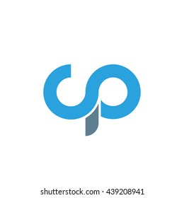 initial letter cp linked round lowercase logo blue