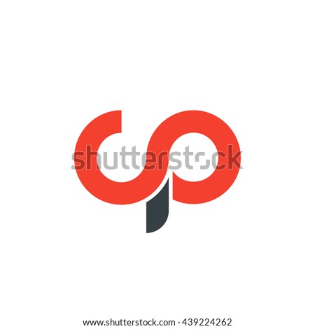 initial letter cp linked round lowercase logo red