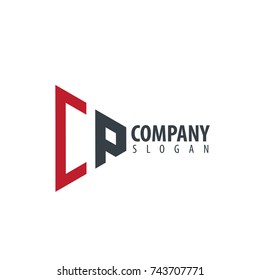 Initial Letter CP Linked Triangle Design Logo