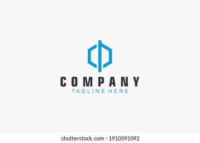 Initial Letter CP Logo.  Geometric Hexagonal Line isolated. Usable for Business, Building and Technology Logos. Flat Vector Logo Design Template Element.