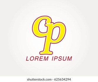Initial letter cp logo. Monogram lowercase italic