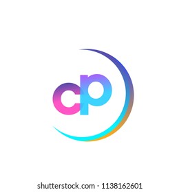 initial letter CP logotype company name, coloreful and swoosh design. vector logo for business and company identity.