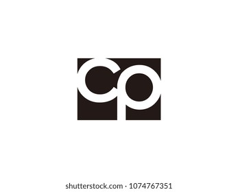 Initial letter cp lowercase logo black and white