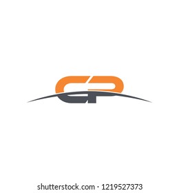 Initial letter CP, overlapping movement swoosh horizon logo vector