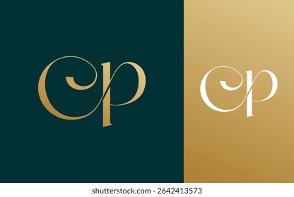 Initial letter CP PC logo design vector illustration for couple, wedding, and business