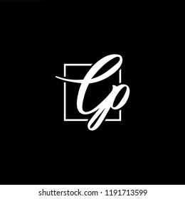 Initial letter CP PC minimalist art monogram shape logo, white color on black background