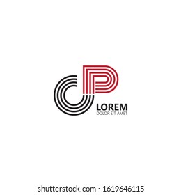 Initial letter cp uppercase modern logo design template elements. Black and red letter Isolated on white background. Suitable for business, consulting group company.